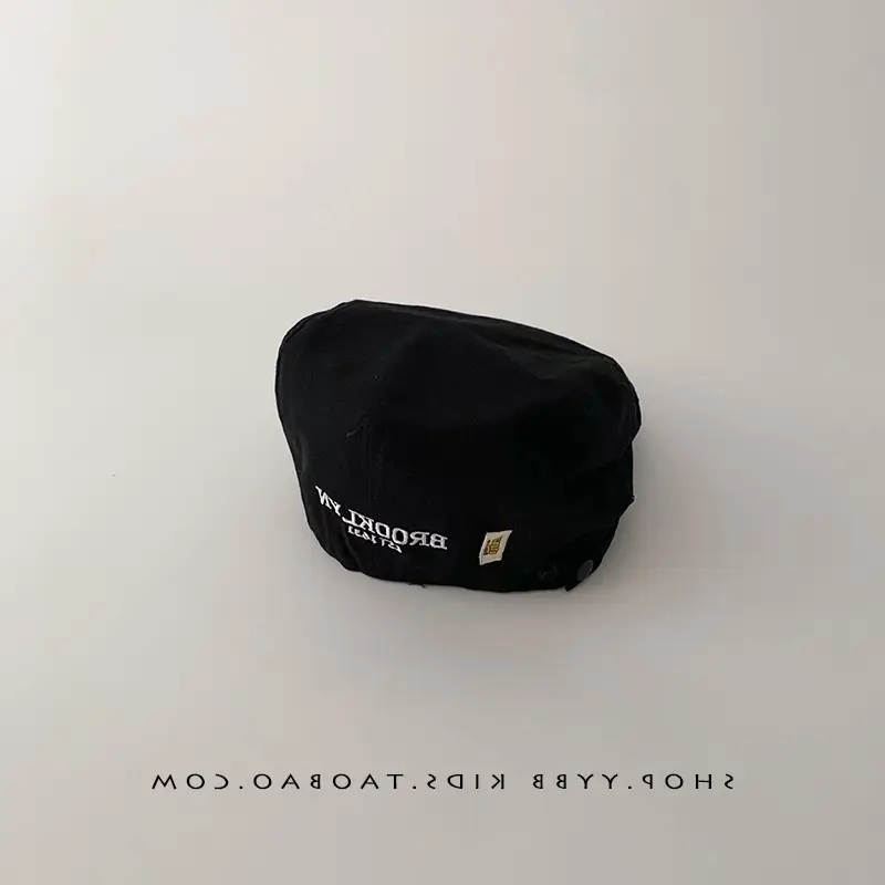 Kids Thin Duck Tongue Beret Hat Beige Black Spring Autumn - Image 4