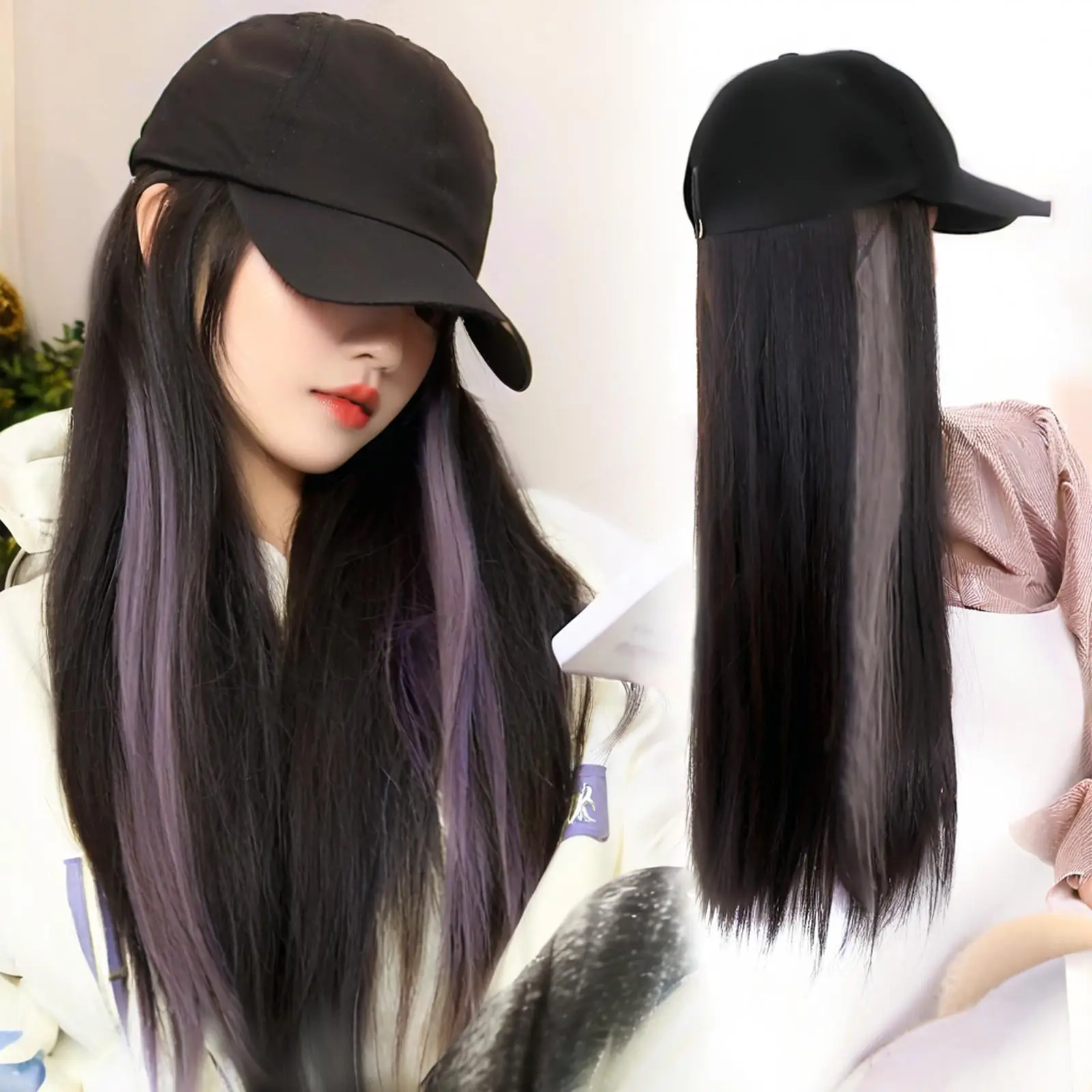 Long Straight Hair Net Cap Wig for Women - Image 2