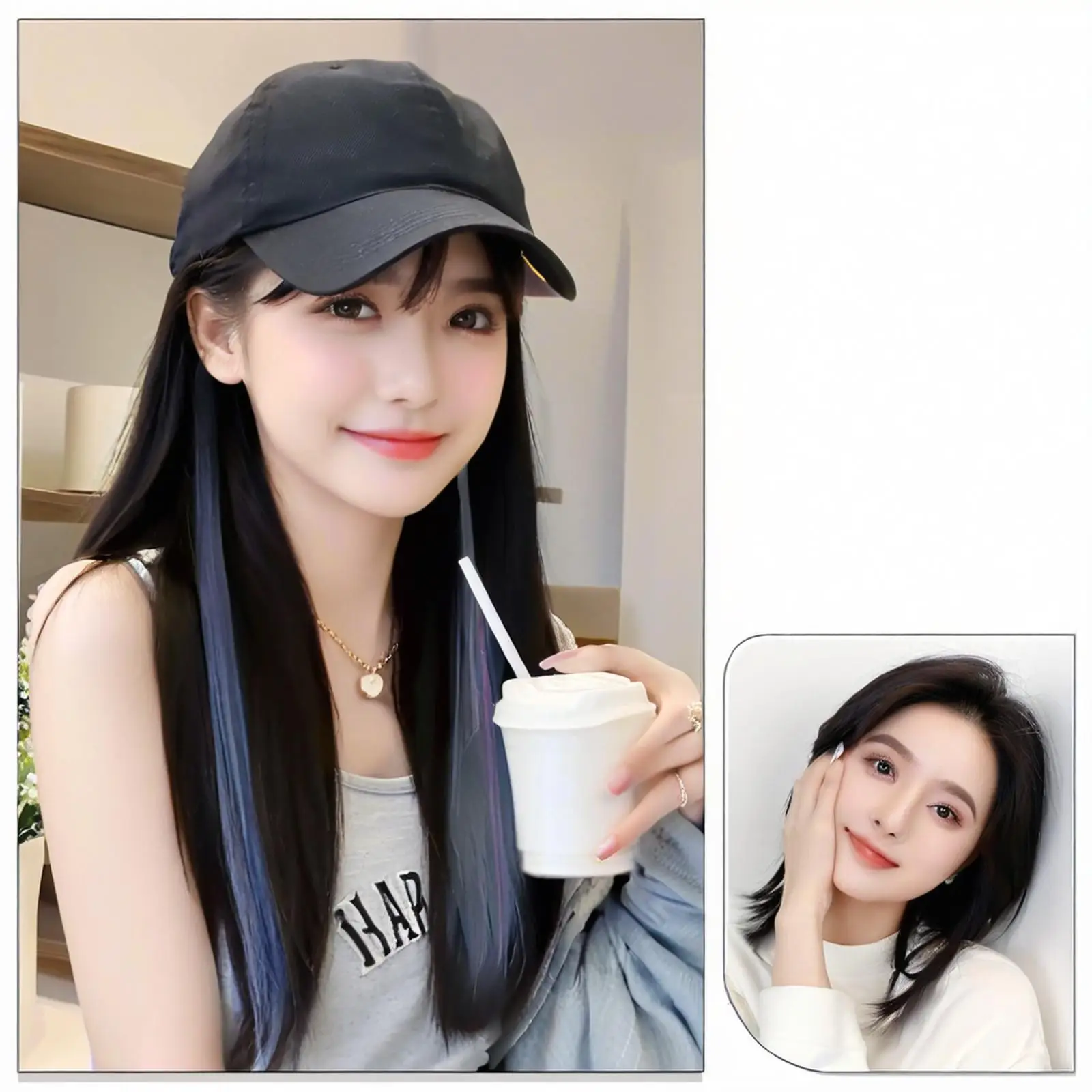 Long Straight Hair Net Cap Wig for Women - Image 3