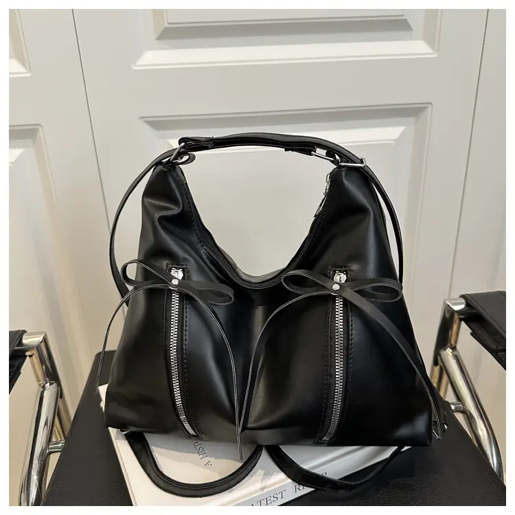 Black PU Bow Shoulder Bag Large Capacity 2025 — feature 23