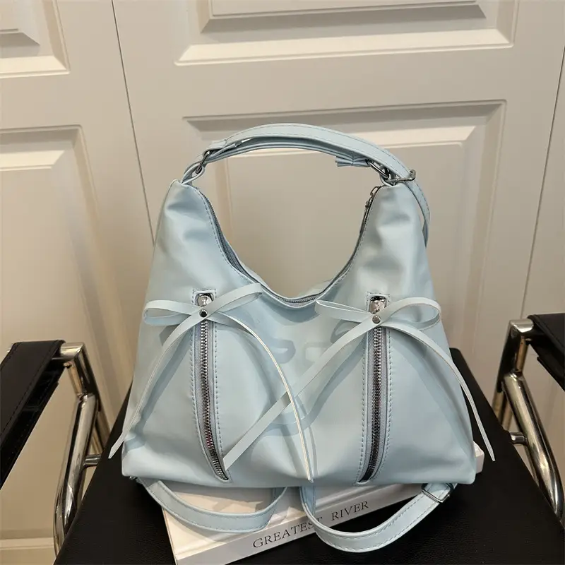 Black PU Bow Shoulder Bag Large Capacity 2025 - Image 2