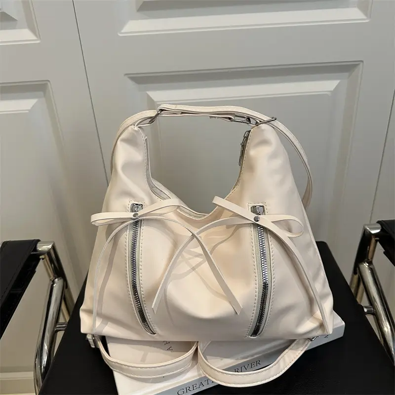 Black PU Bow Shoulder Bag Large Capacity 2025 - Image 3