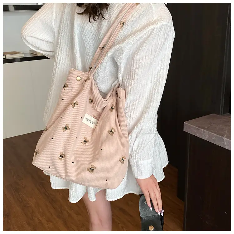 Women Crossbody Bag Pink Embroidered Large Capacity — feature 18