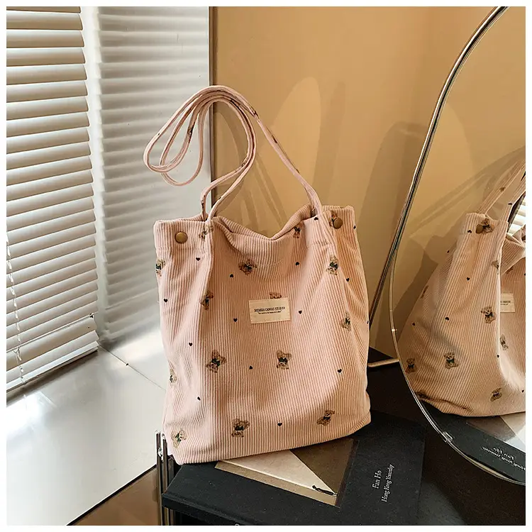 Women Crossbody Bag Pink Embroidered Large Capacity — feature 6
