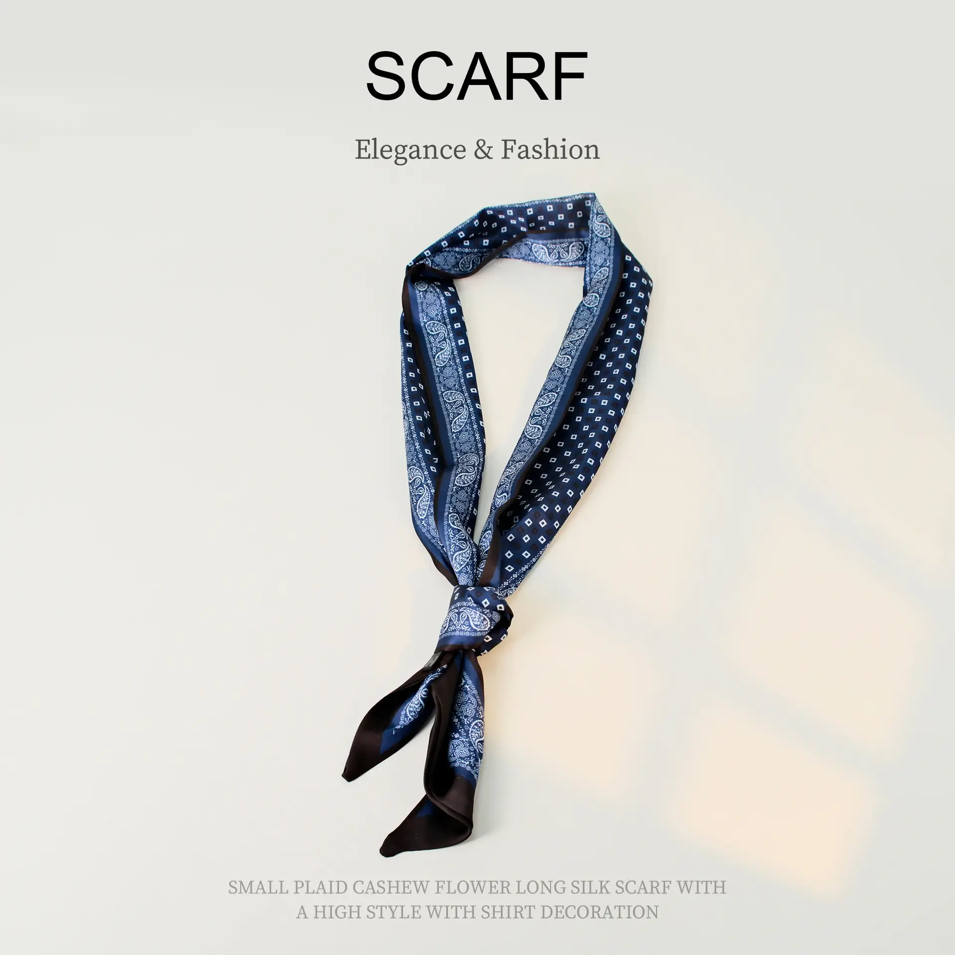 2025 Beveled Silk Scarf with Cashew Dot Design - Image 102