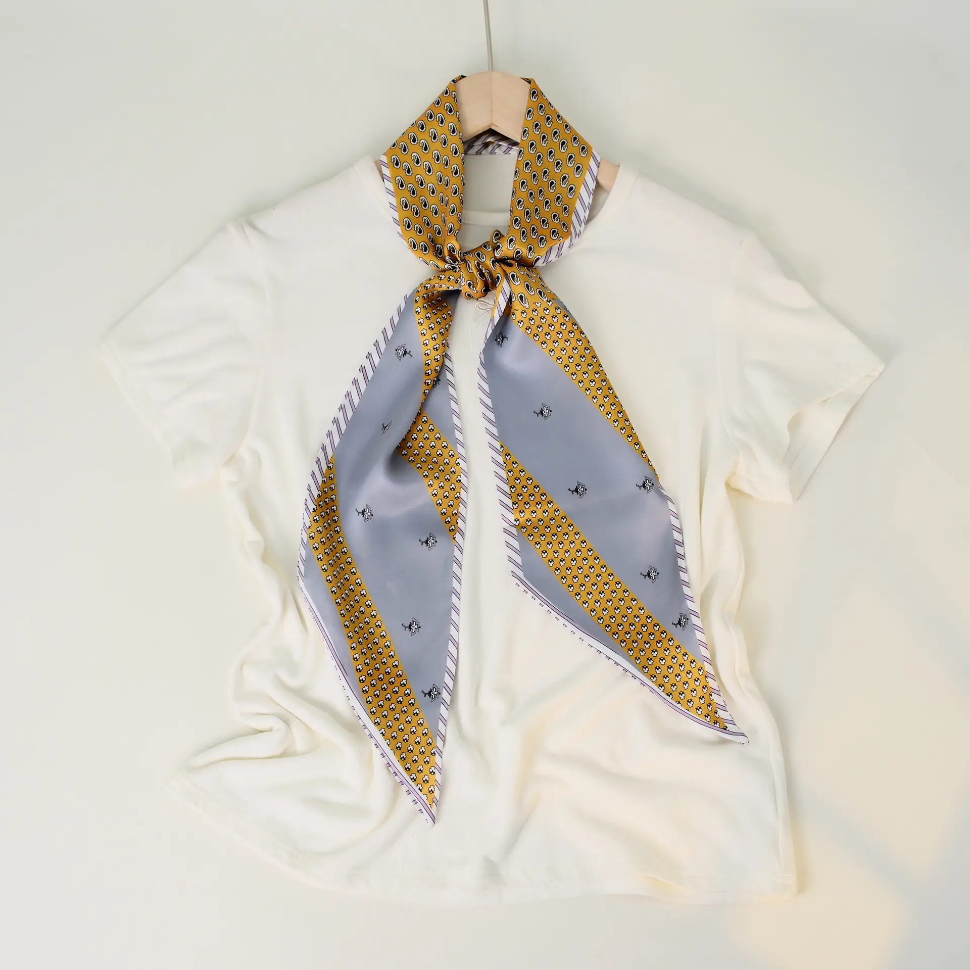 2025 Beveled Silk Scarf with Cashew Dot Design - Image 15