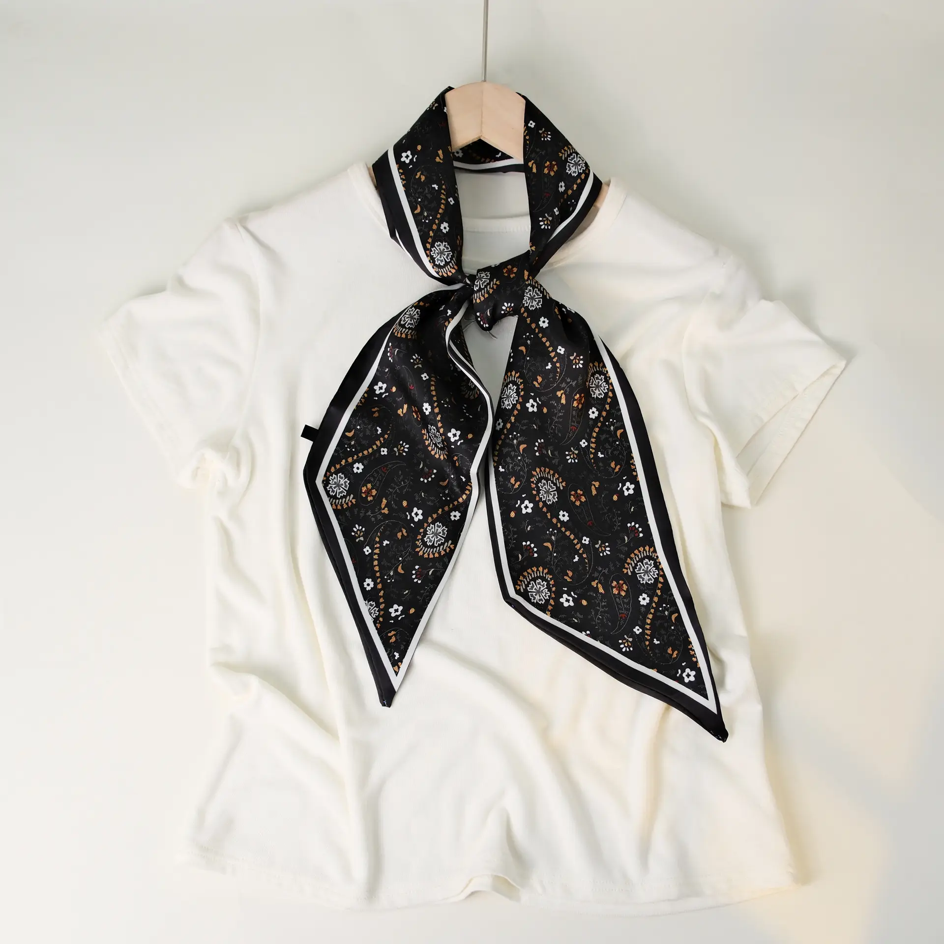 2025 Beveled Silk Scarf with Cashew Dot Design - Image 3