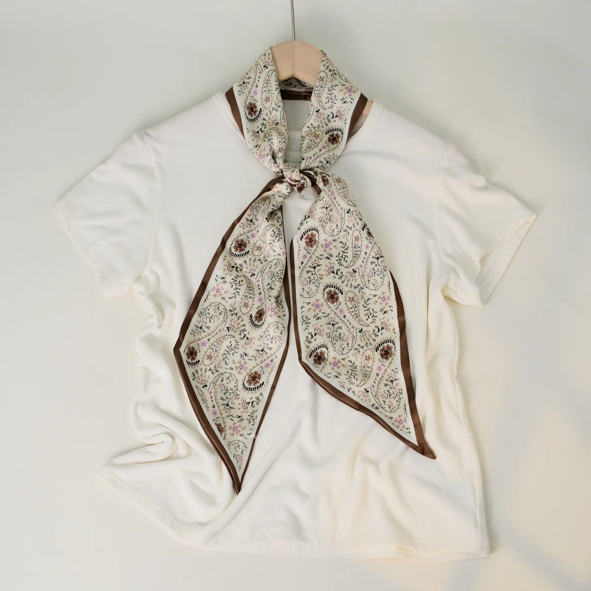 2025 Beveled Silk Scarf with Cashew Dot Design - Image 4