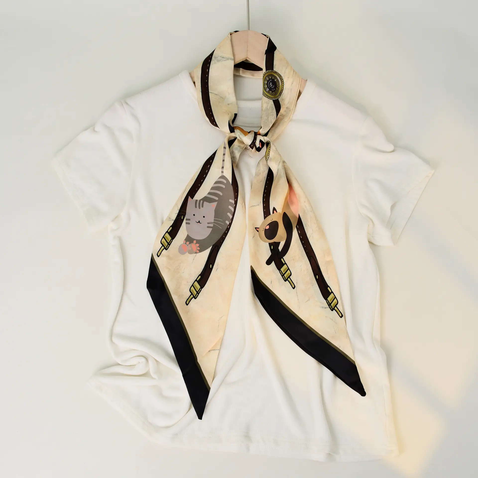 2025 Beveled Silk Scarf with Cashew Dot Design - Image 78