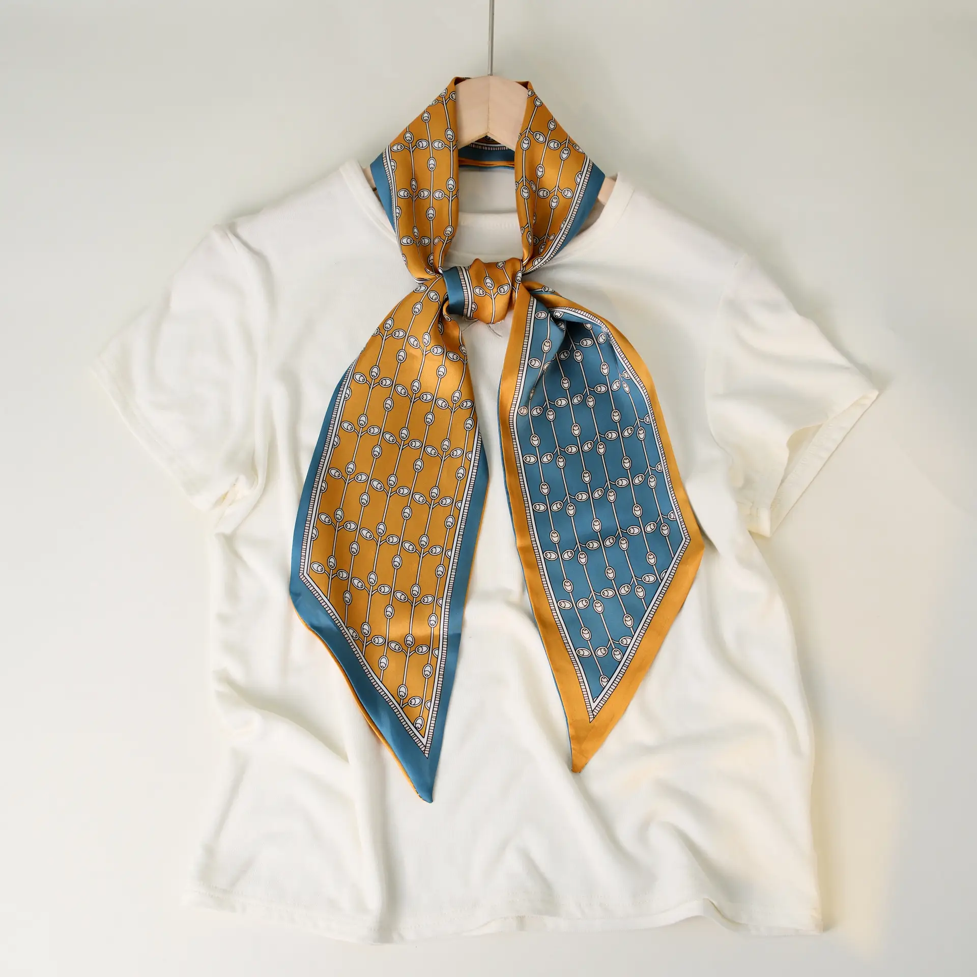 2025 Beveled Silk Scarf with Cashew Dot Design - Image 82