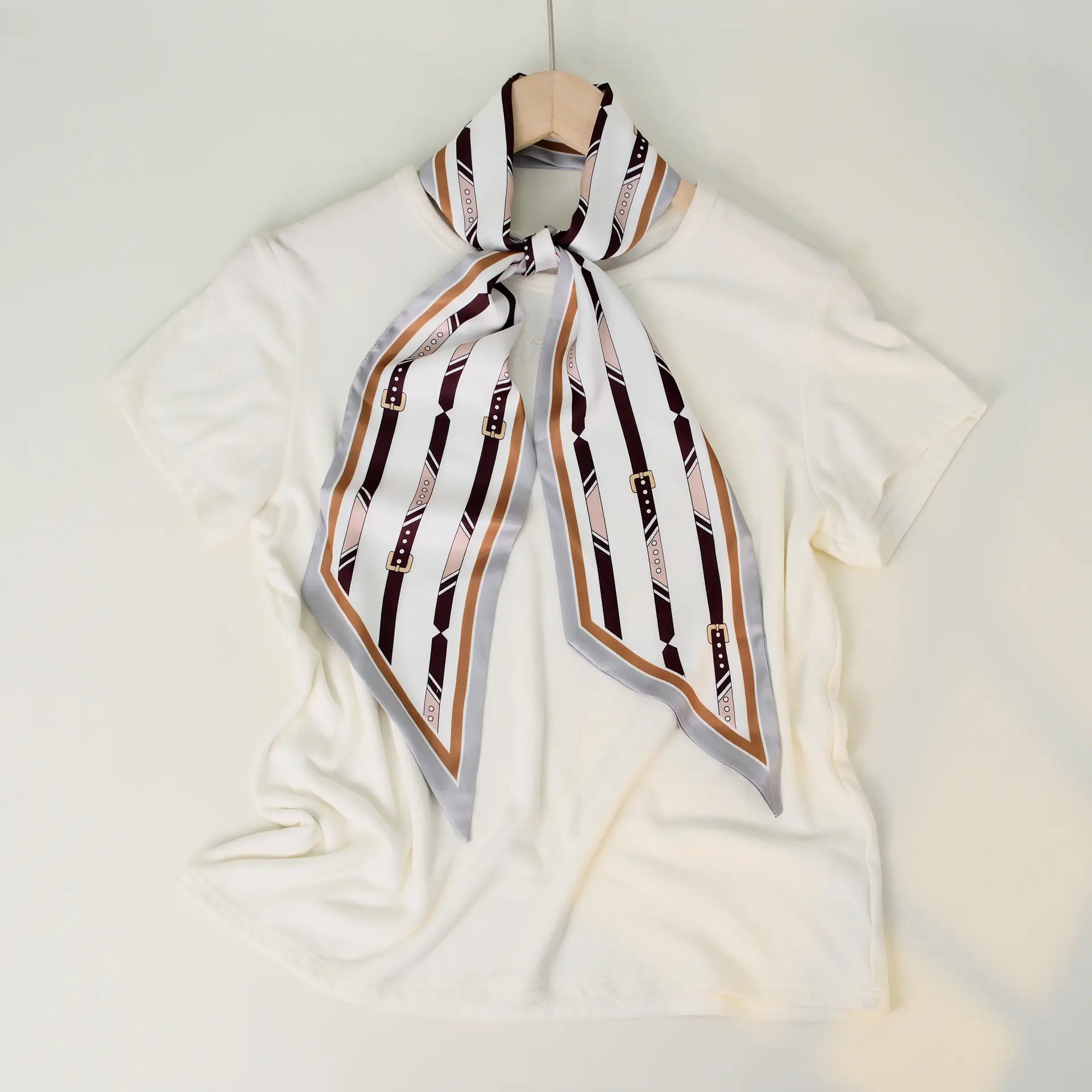 2025 Beveled Silk Scarf with Cashew Dot Design - Image 84
