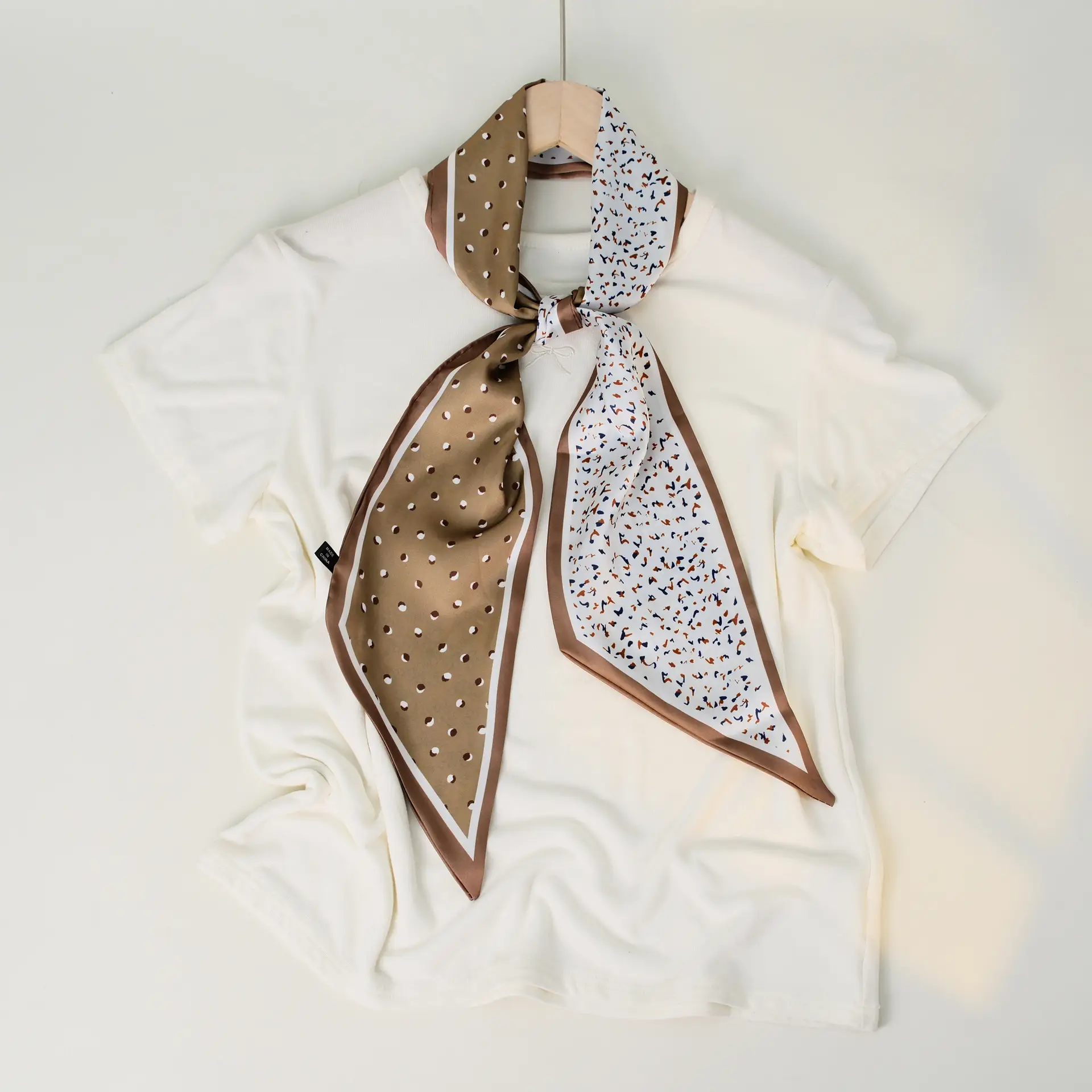 2025 Beveled Silk Scarf with Cashew Dot Design - Image 86