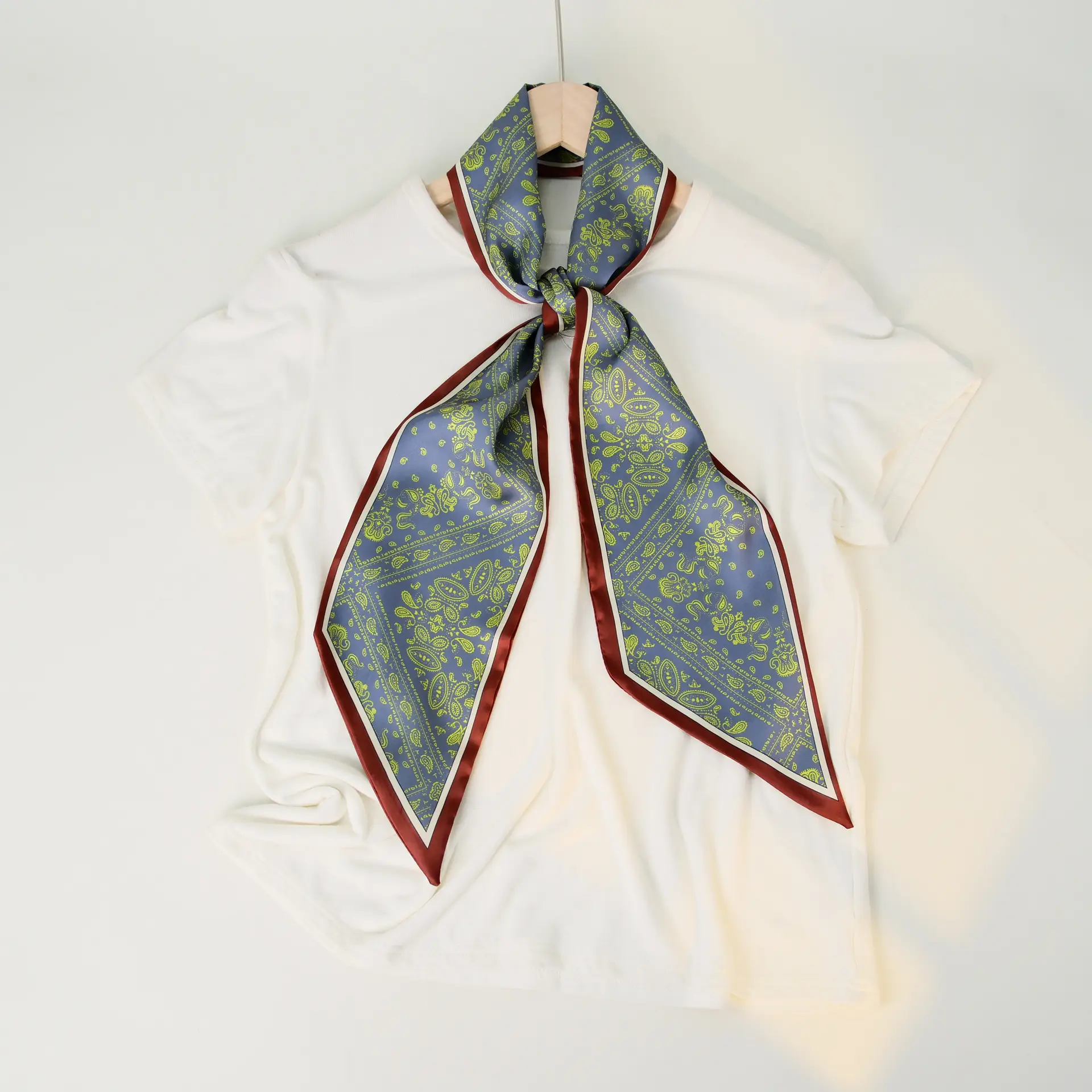 2025 Beveled Silk Scarf with Cashew Dot Design - Image 9
