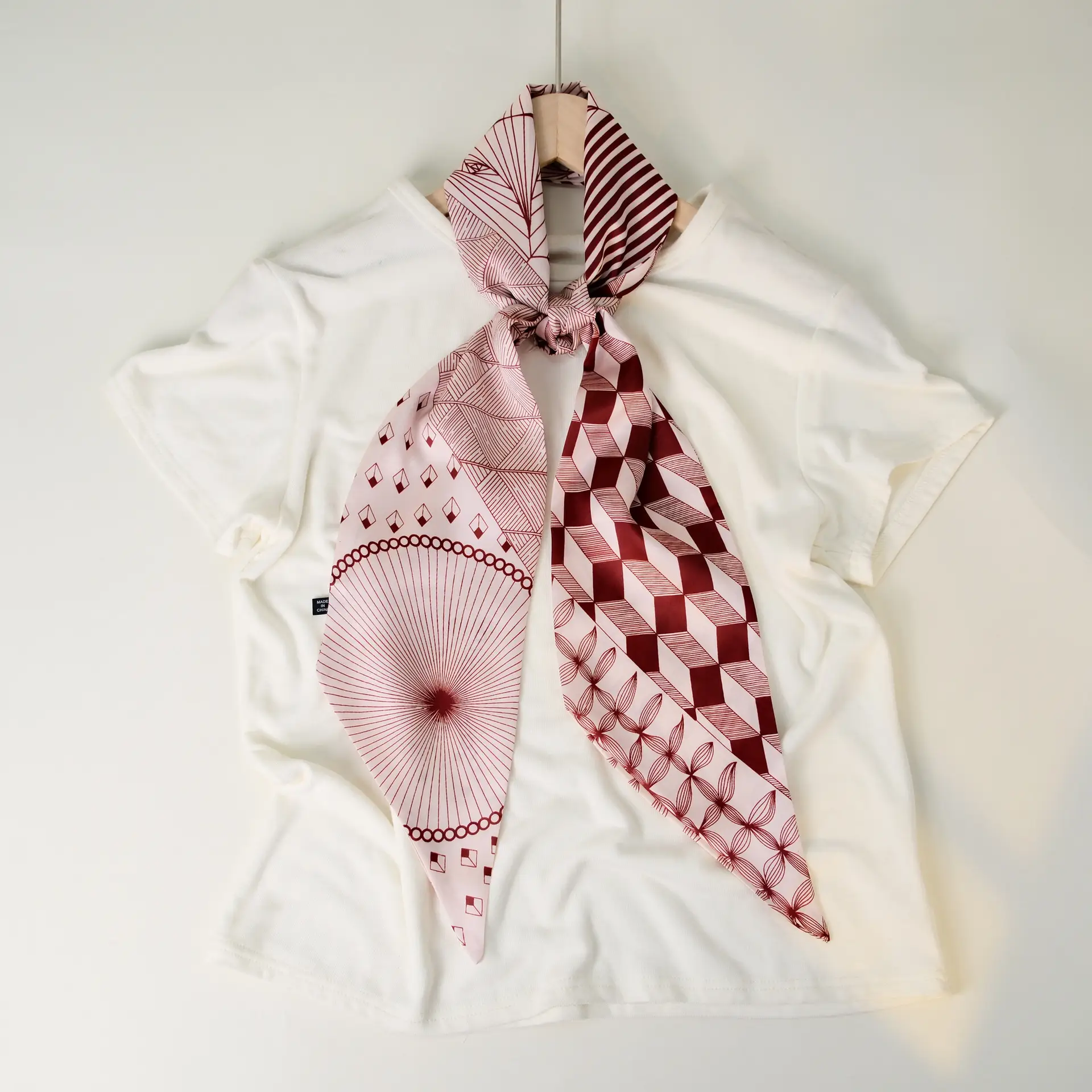 2025 Beveled Silk Scarf with Cashew Dot Design - Image 97