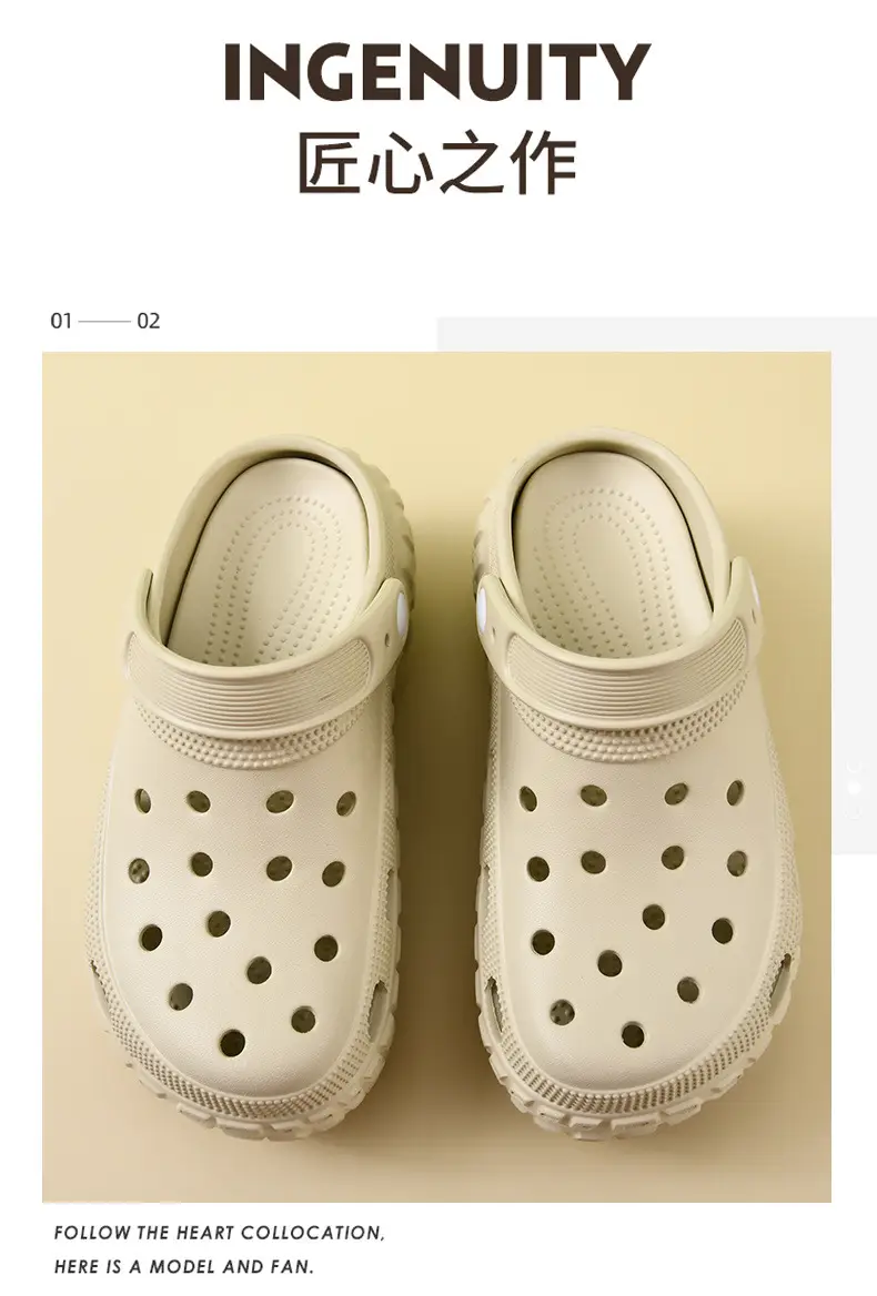 Baotou Women's Outer Wear Non-slip Breathable Deodorant Hole Shoes EVA Wear-resistant Tire Bottom Increased Beach Slippers for Couple — feature 13