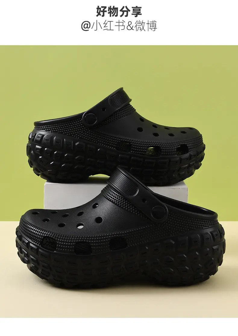 Baotou Women's Outer Wear Non-slip Breathable Deodorant Hole Shoes EVA Wear-resistant Tire Bottom Increased Beach Slippers for Couple — feature 20