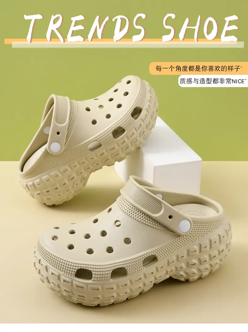 Baotou Women's Outer Wear Non-slip Breathable Deodorant Hole Shoes EVA Wear-resistant Tire Bottom Increased Beach Slippers for Couple — feature 6