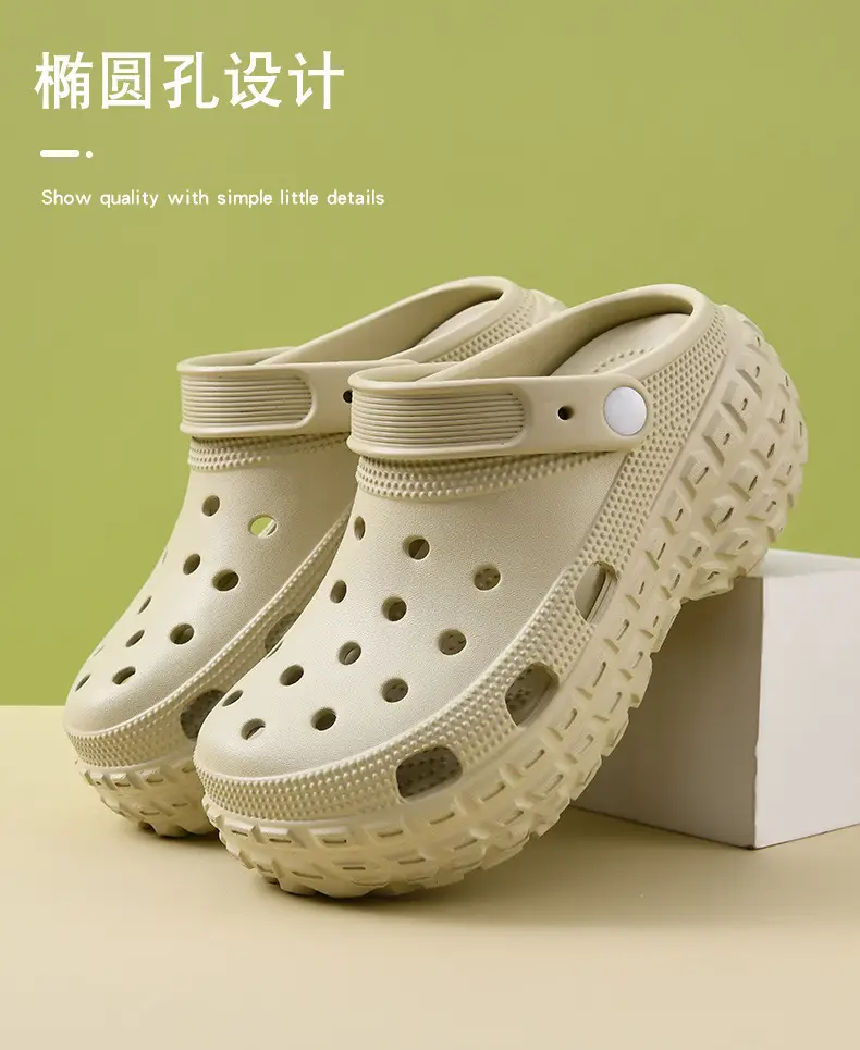 Baotou Women's Outer Wear Non-slip Breathable Deodorant Hole Shoes EVA Wear-resistant Tire Bottom Increased Beach Slippers for Couple — feature 8