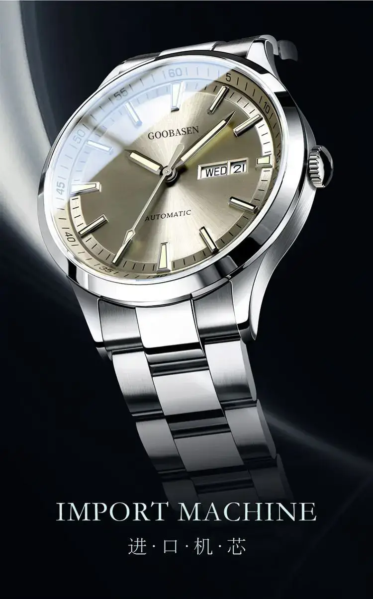 Guberson Men's Quartz Calendar Watch Silver Stainless Steel — feature 2