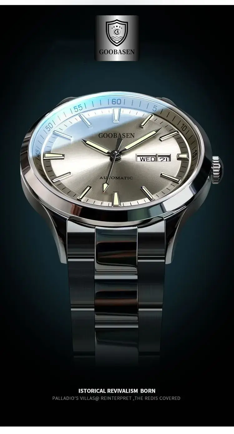 Guberson Men's Quartz Calendar Watch Silver Stainless Steel — feature 7