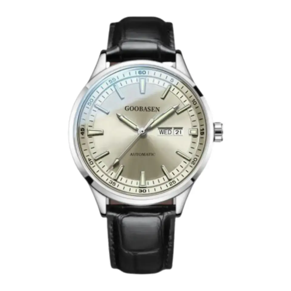 Guberson Men's Quartz Calendar Watch Silver Stainless Steel - Image 2