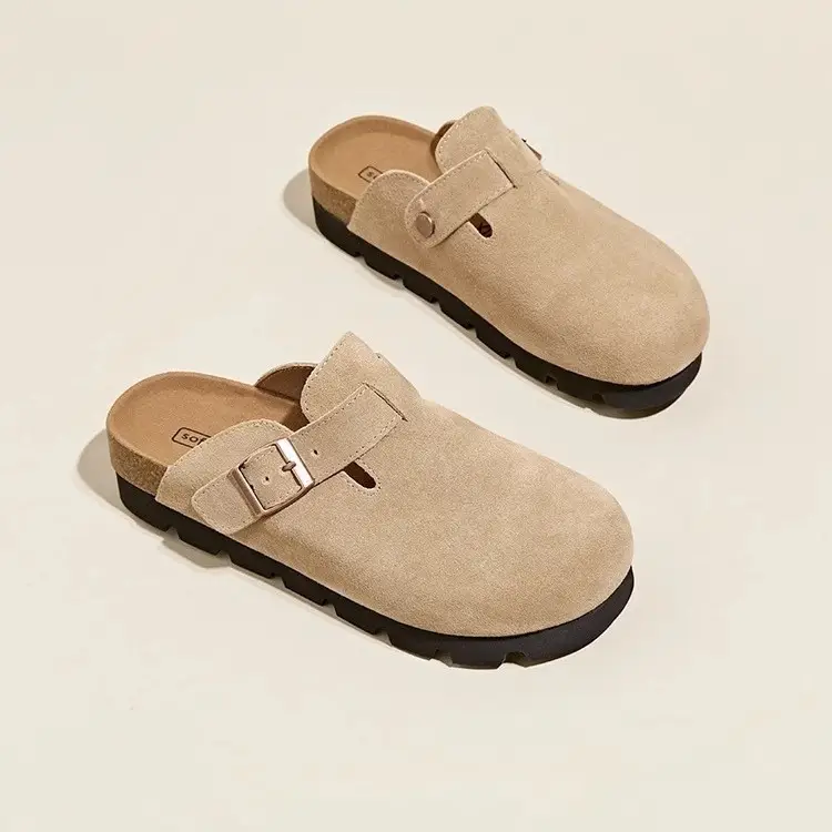 Women's Beige Suede Slip-on Lazy Shoes with Inner Height - Image 5