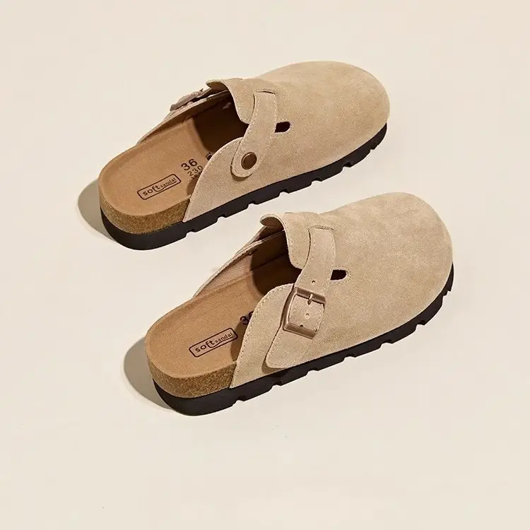 Women's Beige Suede Slip-on Lazy Shoes with Inner Height - Image 6