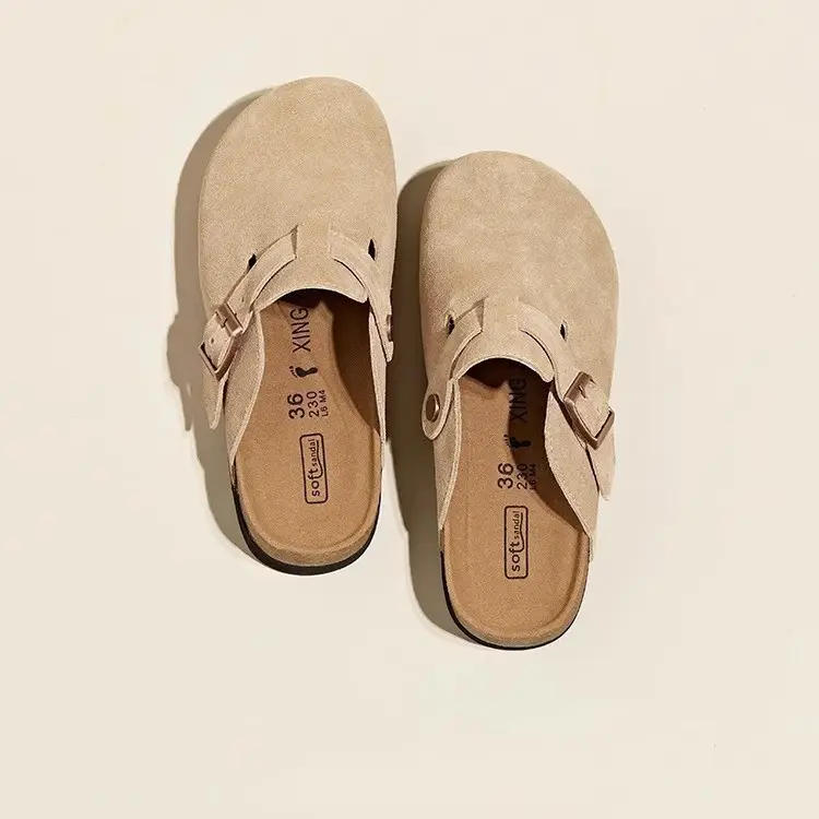 Women's Beige Suede Slip-on Lazy Shoes with Inner Height - Image 7