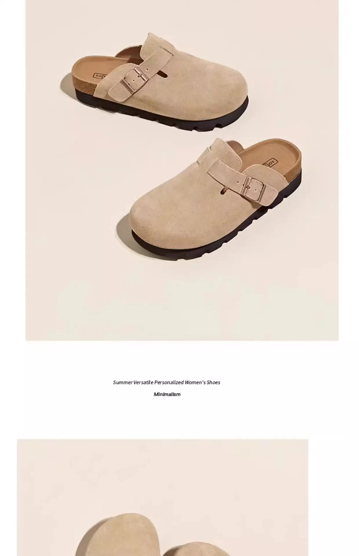 Women's Beige Suede Slip-on Lazy Shoes with Inner Height — feature 10