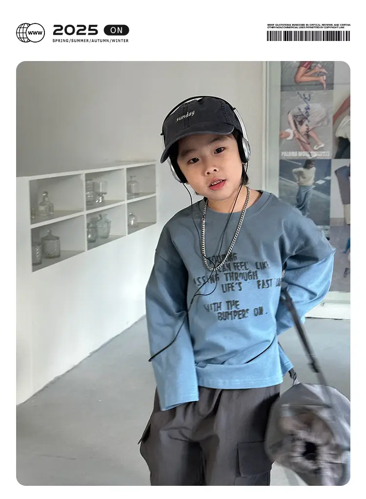 Boys Blue Graphic T-Shirt Loose Fit Casual Wear — feature 1