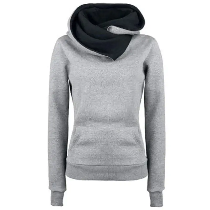 Women's Black Fleece Hoodie with Grey Lined Cap