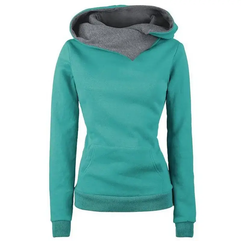 Women's Black Fleece Hoodie with Grey Lined Cap — feature 5