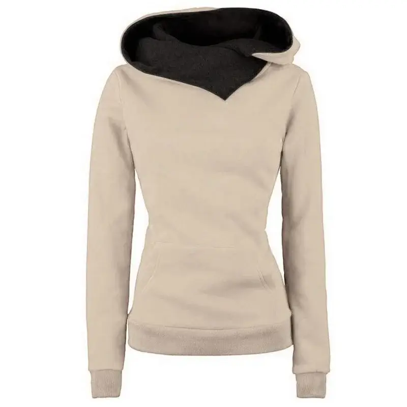 Women's Black Fleece Hoodie with Grey Lined Cap — feature 6