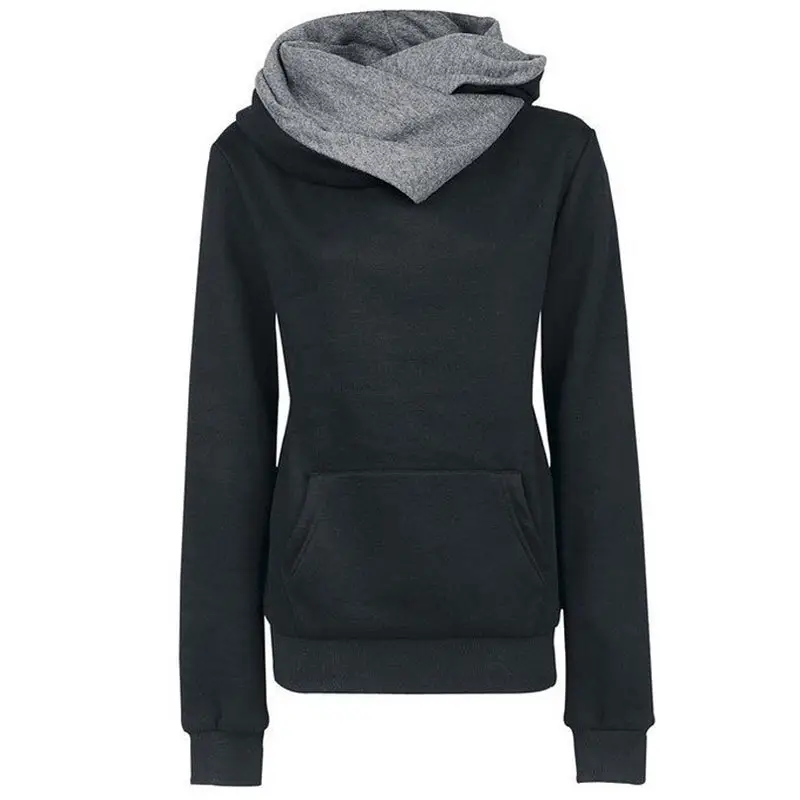 Women's Black Fleece Hoodie with Grey Lined Cap