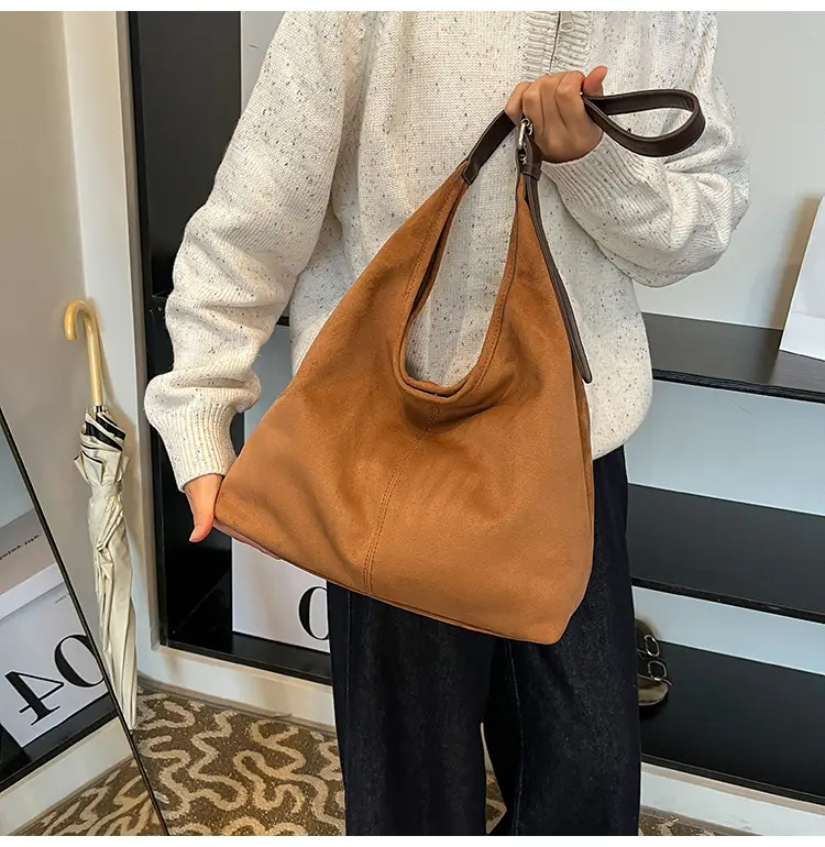 Vintage Frosted Shoulder Bag Large Capacity Texturized Commuter Tote — feature 10