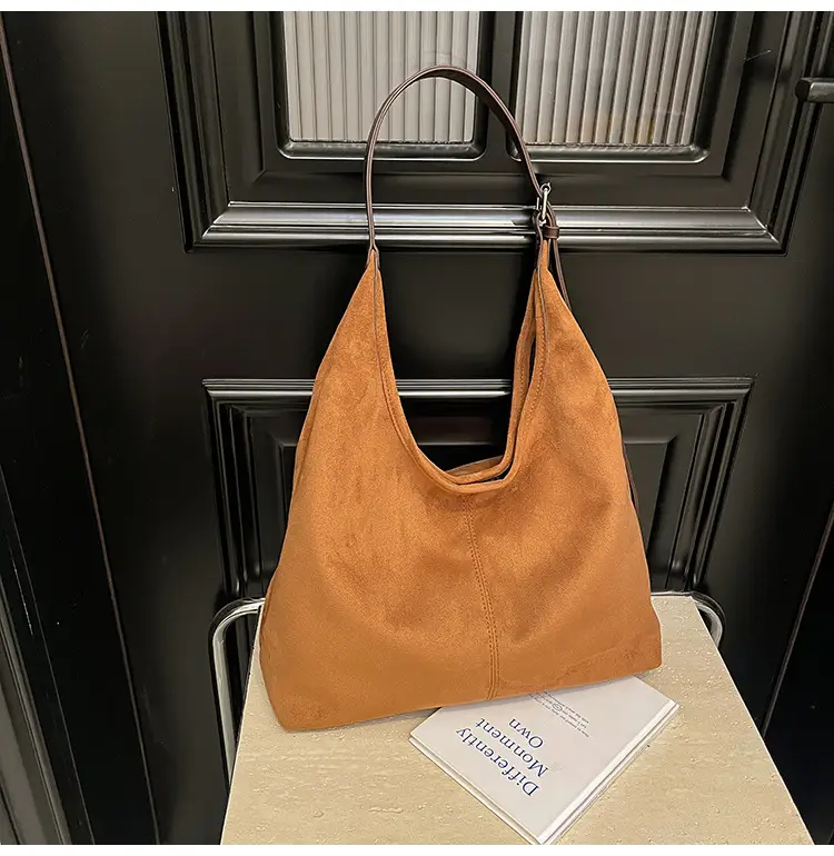 Vintage Frosted Shoulder Bag Large Capacity Texturized Commuter Tote — feature 18