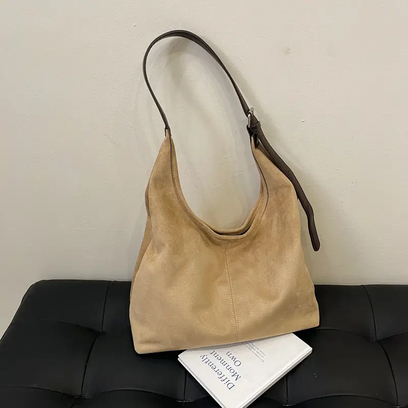 Vintage Frosted Shoulder Bag Large Capacity Texturized Commuter Tote - Image 2