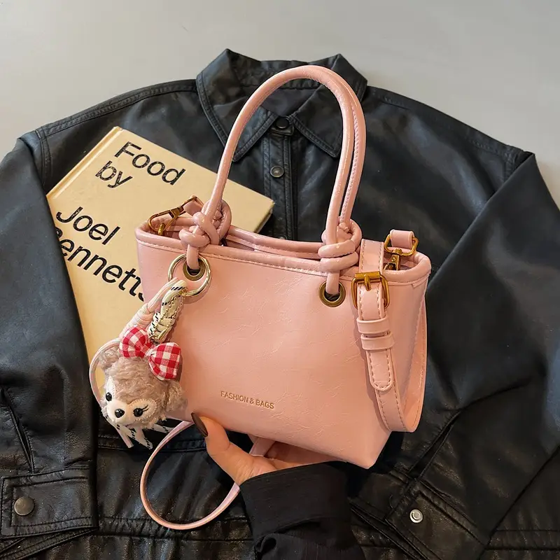 Vintage Women's Pink Shoulder Bag with Crossbody Handle