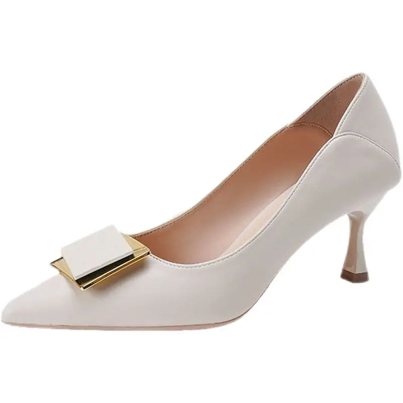 French-Style High Heels for Women, Elegant Shallow Mouth, Non-Abrasive, Pointed Toe, Versatile Square Buckle, Stiletto Heels, Women's Shoes, 2026 Spring and Autumn New Style - Image 9