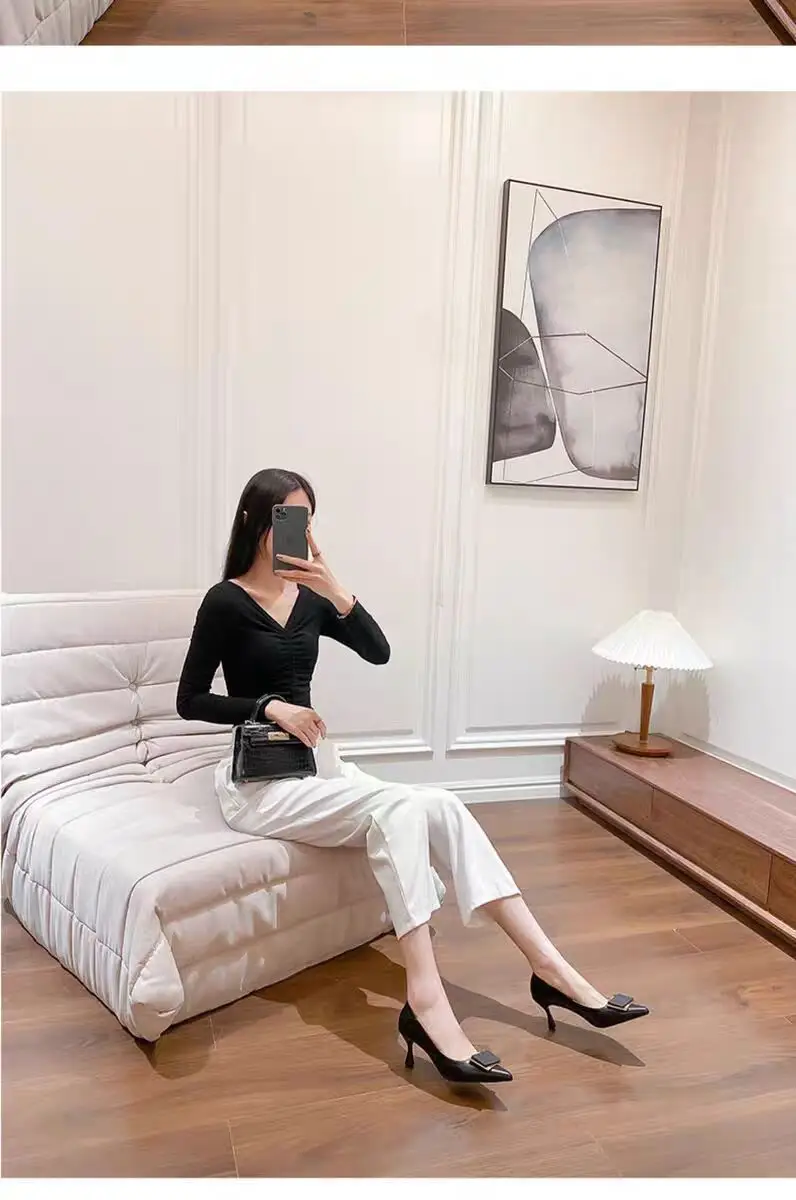 French-Style High Heels for Women, Elegant Shallow Mouth, Non-Abrasive, Pointed Toe, Versatile Square Buckle, Stiletto Heels, Women's Shoes, 2026 Spring and Autumn New Style — feature 4
