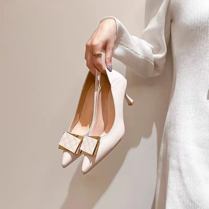 French-Style High Heels for Women, Elegant Shallow Mouth, Non-Abrasive, Pointed Toe, Versatile Square Buckle, Stiletto Heels, Women's Shoes, 2026 Spring and Autumn New Style - Image 3