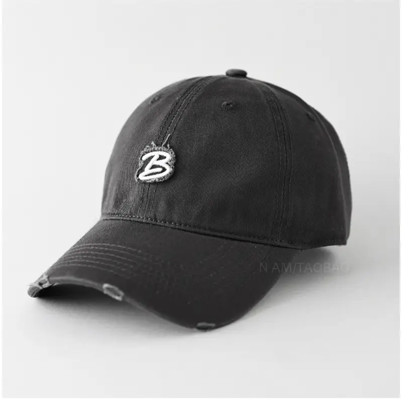 Women's Black Embroidered Baseball Cap with Logo - Image 7
