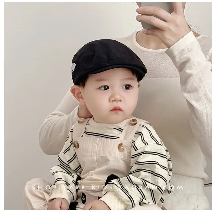 Brown Korean Letter Beret for Kids Sunshade Windproof — feature 3
