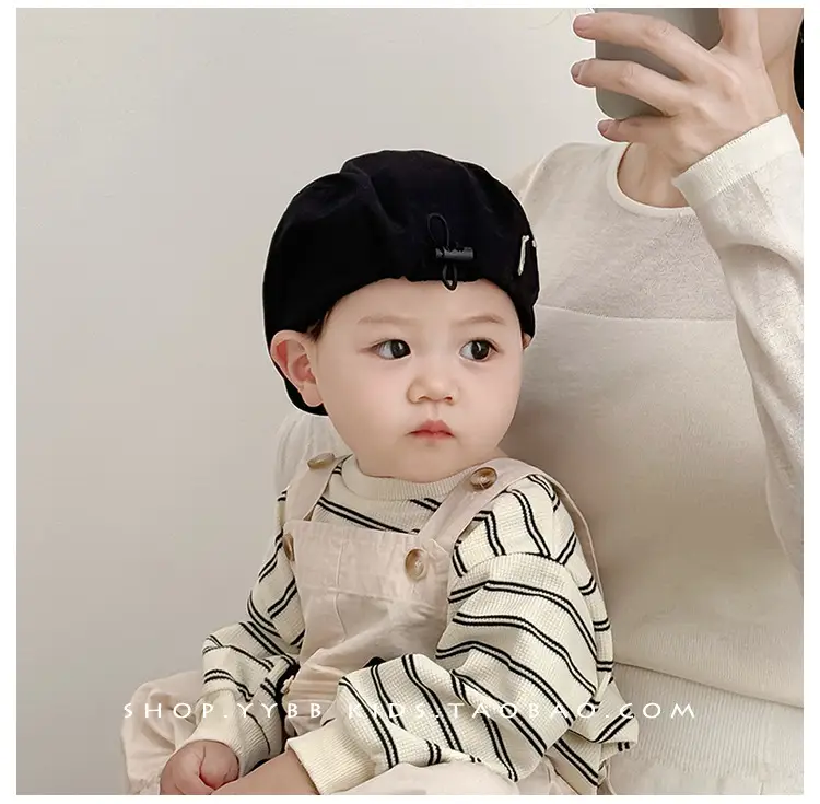 Brown Korean Letter Beret for Kids Sunshade Windproof — feature 4