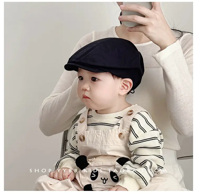 Brown Korean Letter Beret for Kids Sunshade Windproof — feature 5