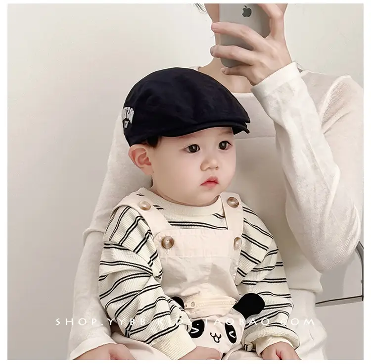Brown Korean Letter Beret for Kids Sunshade Windproof — feature 6