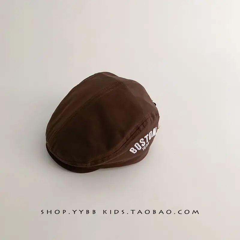 Brown Korean Letter Beret for Kids Sunshade Windproof