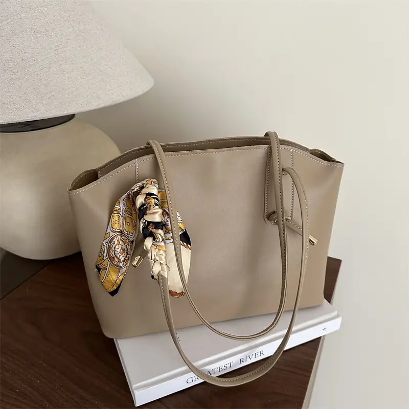 Korean Style Shoulder Tote Bag Beige 2025 - Image 5