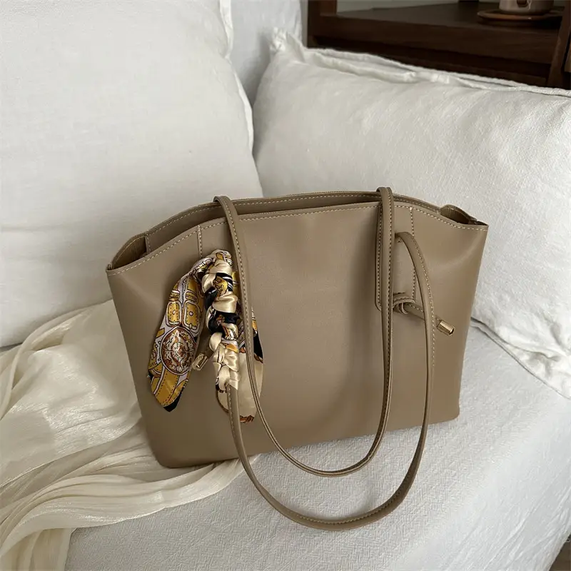 Korean Style Shoulder Tote Bag Beige 2025 - Image 2