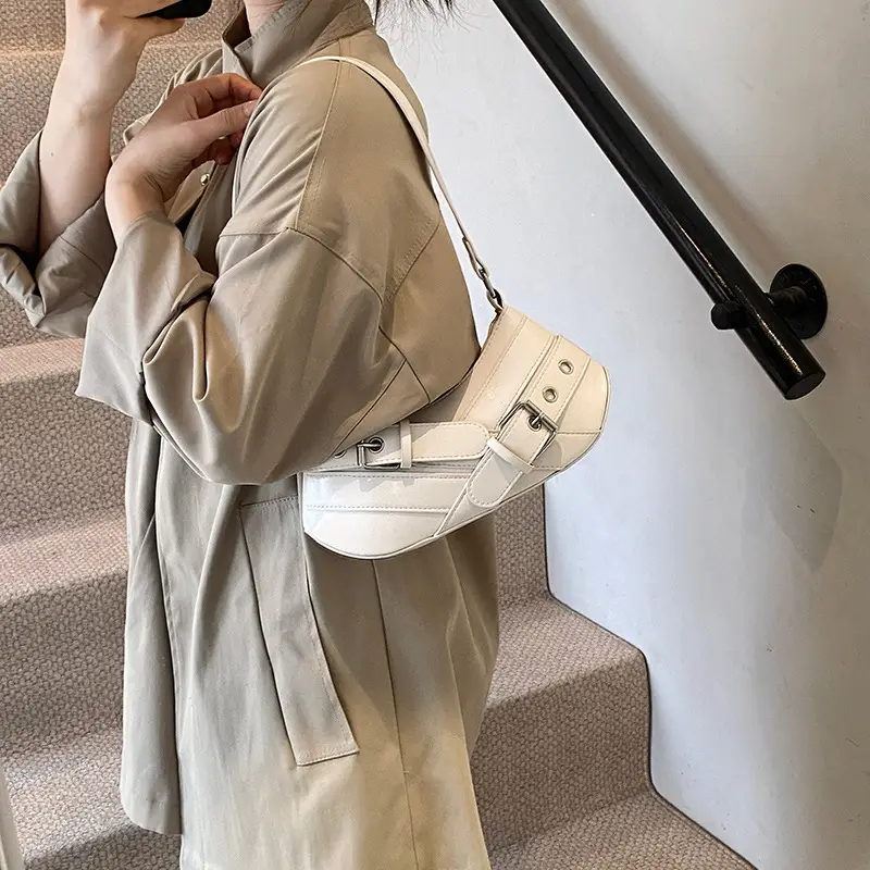 Women's Elegant Underarm Bag White Leather 2025